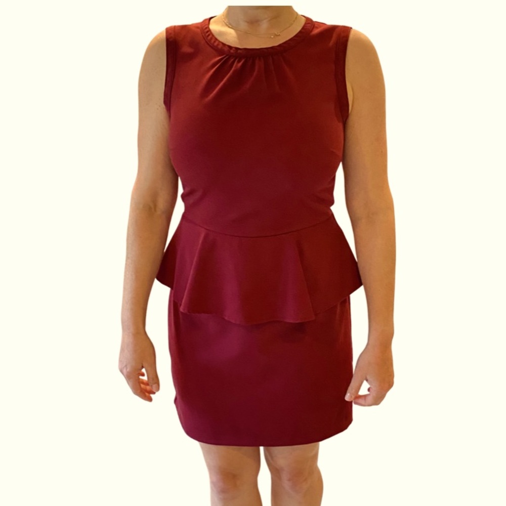 H&M burgundy peplum mini dress.